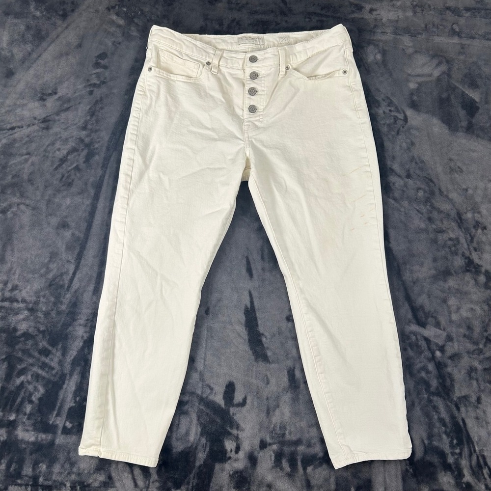 Lucky Brand Ava‎ Mid Rise Crop Jeans Womens 12/31 White Button Fly Denim